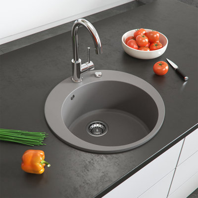 Dakota Fields Faustino 505mm W Single Bowl Granite Drop-In Kitchen Sink with 1 Faucet Hole