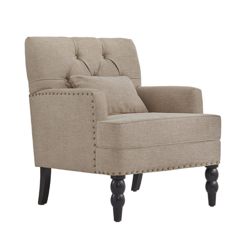 Arnice 29" W Button Tufted Upholstered Club Chair with Nailhead Trim (Set of 2), Brown Polyester Blend