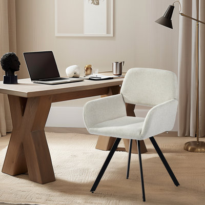 Swivel Upholstery Office Chair with Black Metal Legs for Home Office Workspace