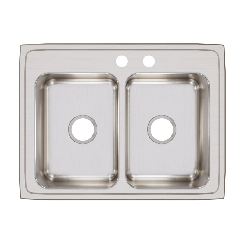 Évier de cuisine à double cuve encastrée Lustertone L 29 po x l 22 po Lustertone, Trou MR2