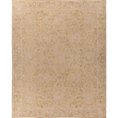 Milano Savonile Azm Wool Floral Area Rug in Beige