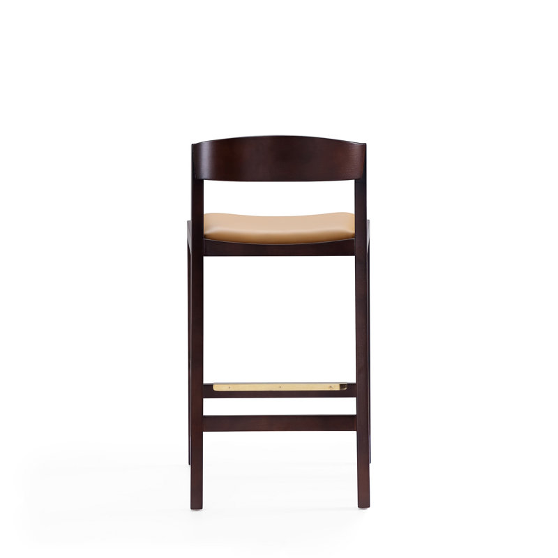 Danish Modern Klismos 26.5'' Counter Stool in Camel Brown Walnut