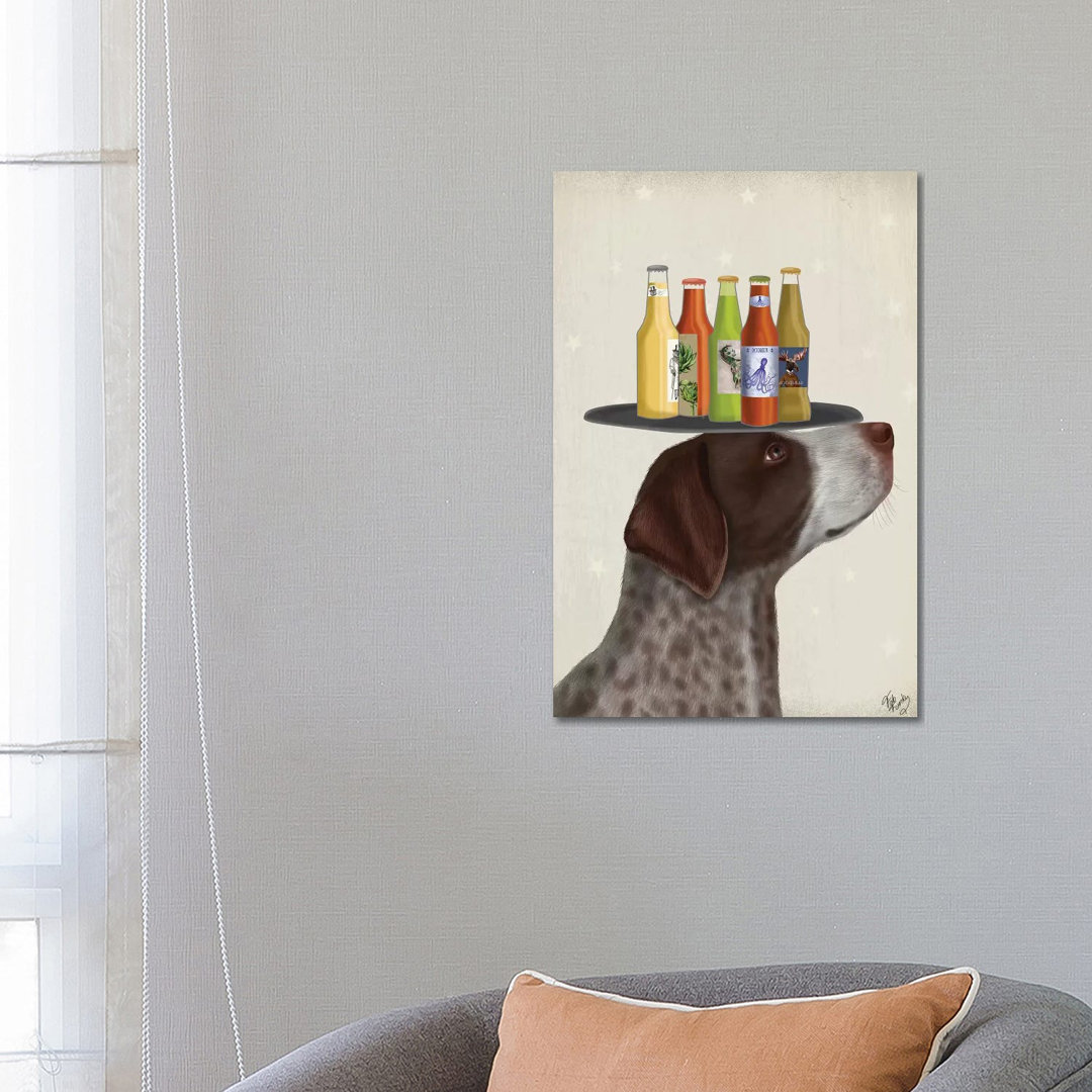 German Shorthaired Pointer Ice Cream Beer Lover by Fab Funky - Wrapped Canvas Gallery-Wrapped Canvas Giclée