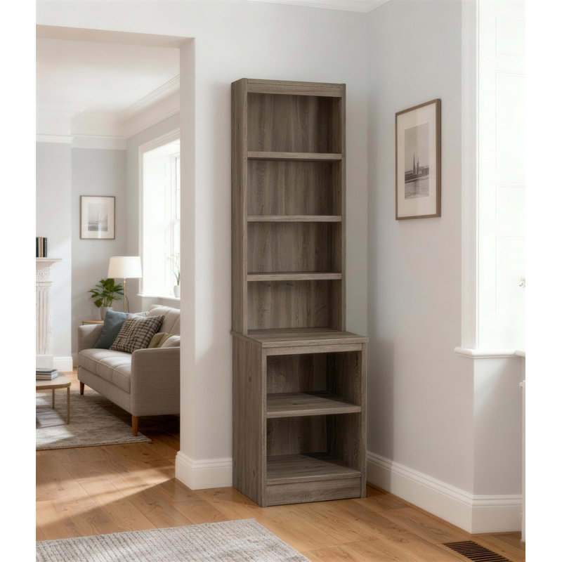 Brendalis 182cm H x 48cm W Standard Bookcase, Grey Nebraska