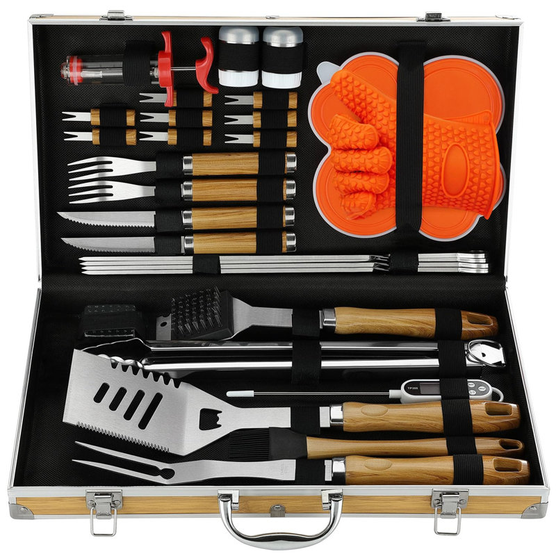 Belfry Kitchen Dorlean 30 Utensil Set, Brown