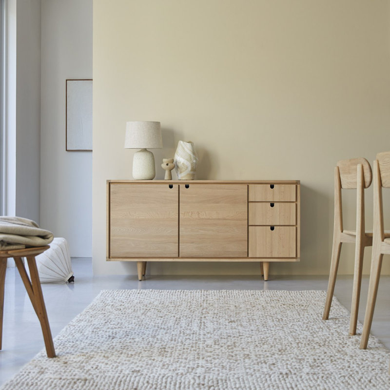 Jonàk 57.09'' W Solid Wood Sideboard, Black/Beige