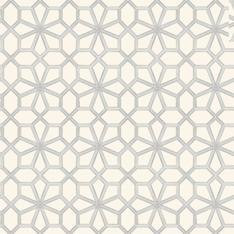 Geometric Wallpaper Roll, Beige/Gray