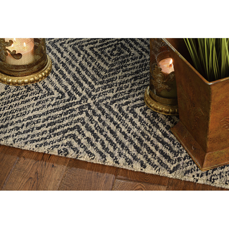 Tapis gris en laine touffeté à la main Aijah, Rectangle 8 pi x 11 pi
