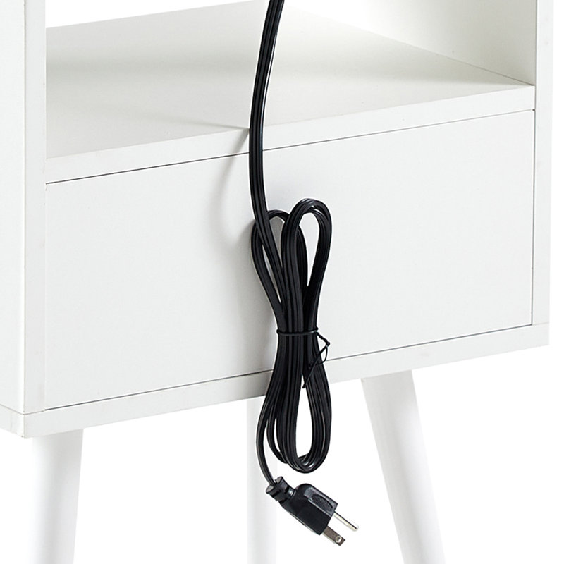 Table de chevet en bois manufacturé Wagoner, Blanc
