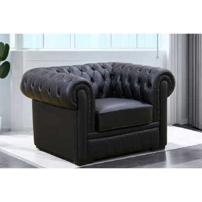 Faciane 49"Top Grain Genuine Leather Chesterfield Chair
