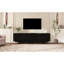 Console média noire avec motifs de grain de bois naturel et conception ondulée, pour téléviseurs de 75 po ou moins, porte de rangement pour câbles