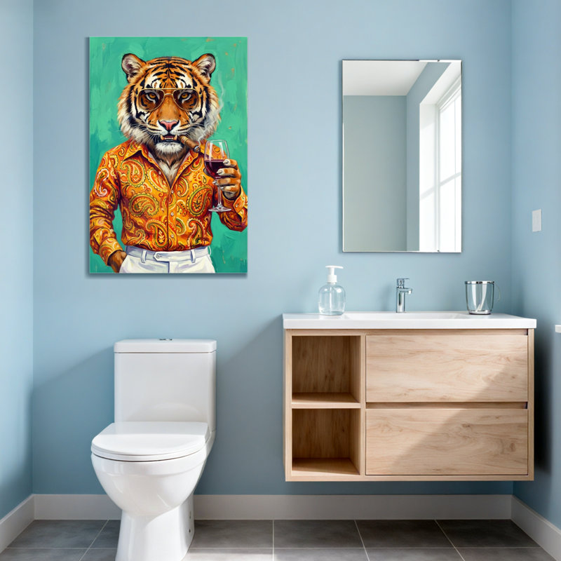 Animaux, tigre et lunettes de soleil, H 30 po x l 20 po