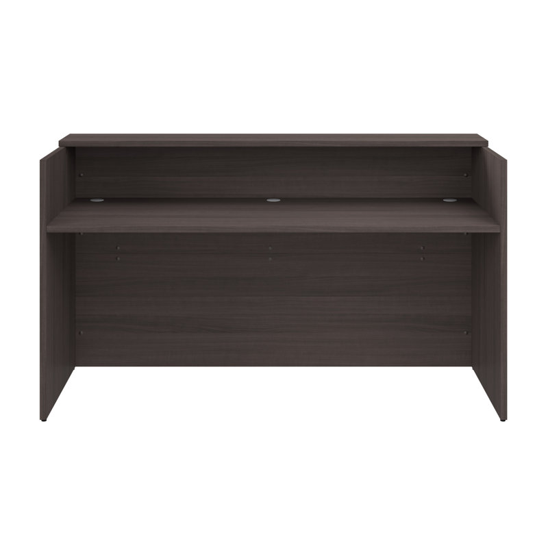 Bush Business Furniture Arrive 72W x 30D Reception Desk with Shelf, Storm Grey