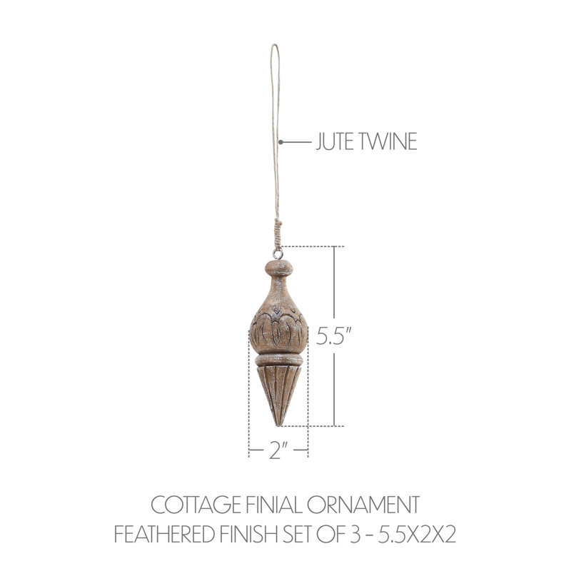 Ensemble de 3 ornements en forme de faîteaux Cottage Finial 5,5 x 2 x 2
