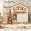 Lit mezzanine enfant en forme de maison Benedict avec escalier de rangement, armoire et étagère ouverte, cadre de lit mezzanine en bois robuste avec rangement multifonctionnel et peu encombrant pour enfants-776062441-776062447