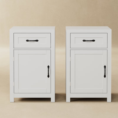 2 Pieces Tall Side Table,nightstand with Storage by Red Barrel Studio
