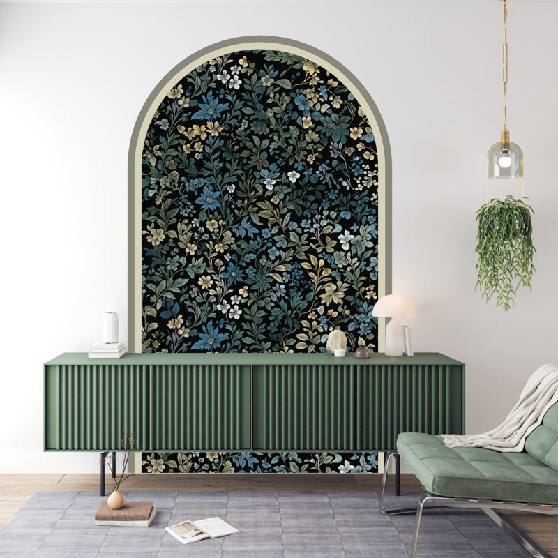 Botanical Floral Non-Wall Damaging Peel and Stick Wall Decal, 71" H x 40" W 