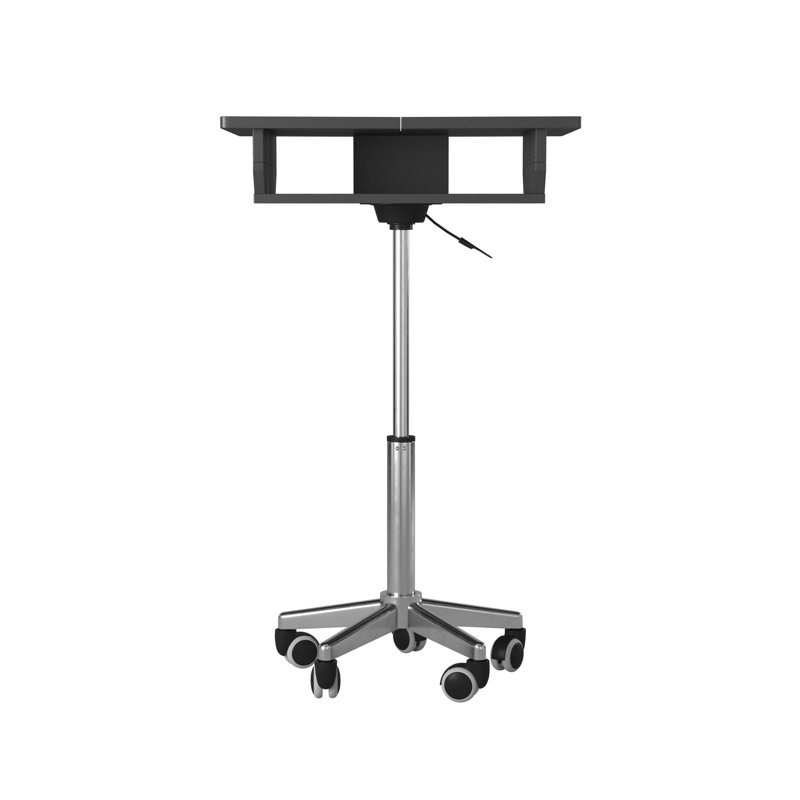 Adjustable Height Black Foldable Laptop Cart with Wood Panels