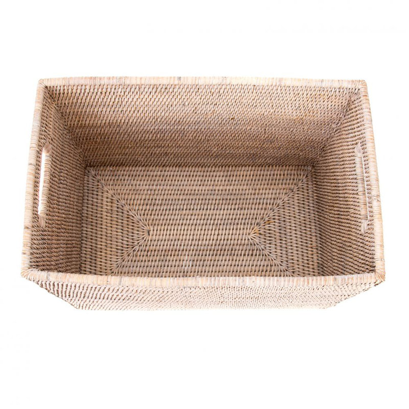 Birch Lane™ Rattan Decorative Basket, White Wash