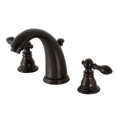 Kingston Brass American Classic Two-Handle 3-Hole Deck Mount Widespread Bathroom Faucet with Retail Pop-Up Drain