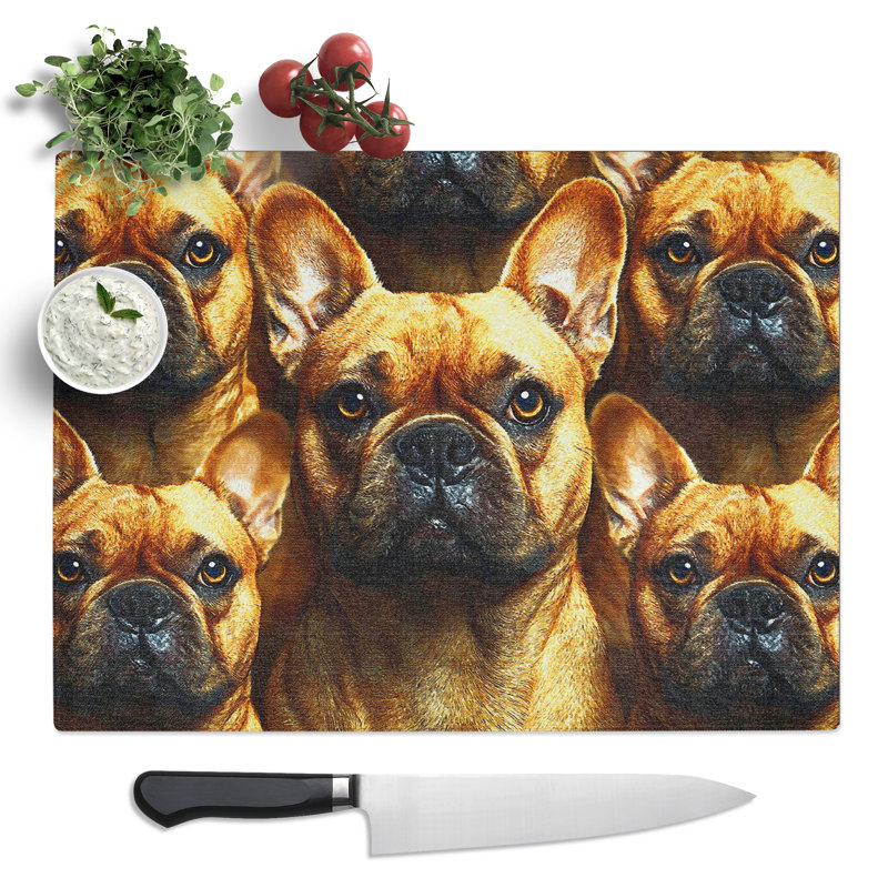 French Bulldog Pattern Vol.2  Glass Chopping Board