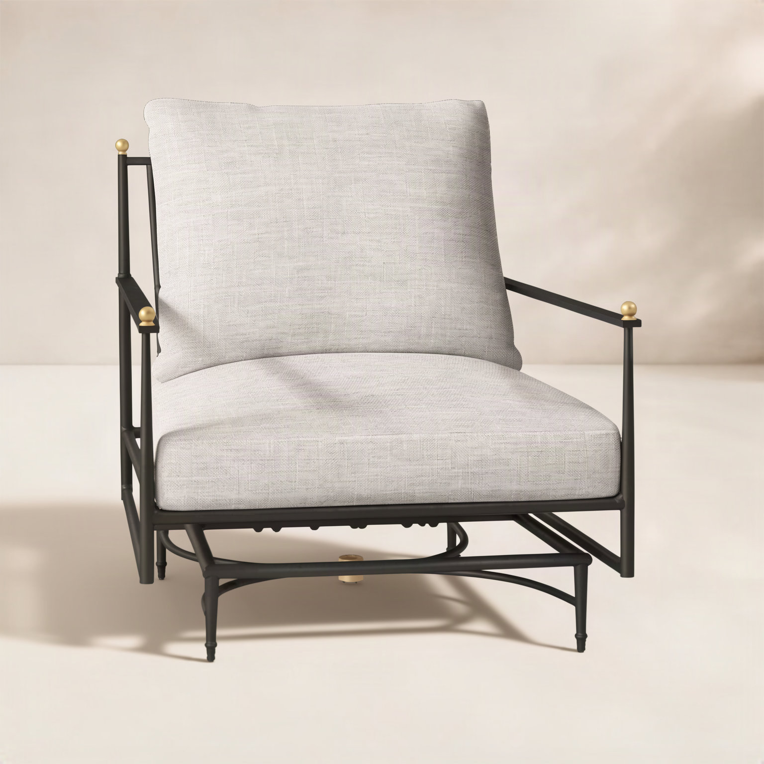 Roma Sunbrella® Patio Lounge Chair, Dove Sunbrella® Linen, Welt, Standard Plus