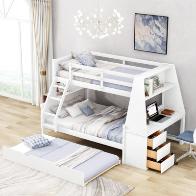 Bunk Bed With Trundle And Built-In Desk
