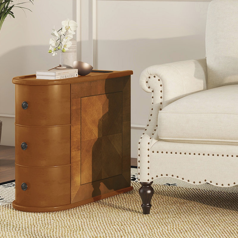 Table de bout avec station de charge, table d'appoint de canapé avec tiroirs, aucun assemblage requis