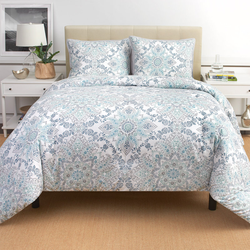 Ensemble d'édredon réversible en percale à tissage traditionnel - Ruhani, Édredon double / grand + 2 taies décoratives sta