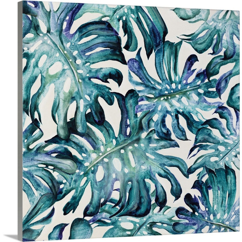« palm leaves », peinture sur toile, Toile tendue, H 12 po x l 12 po x p 1,25 po