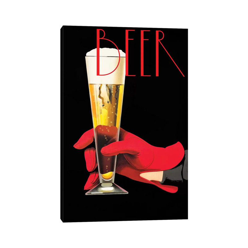 Red Glove Beer - Wrapped Canvas Print, 20.32 cm H x 30.48 cm W