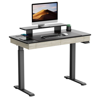 Metal Base Standing Desk with Power Outlet