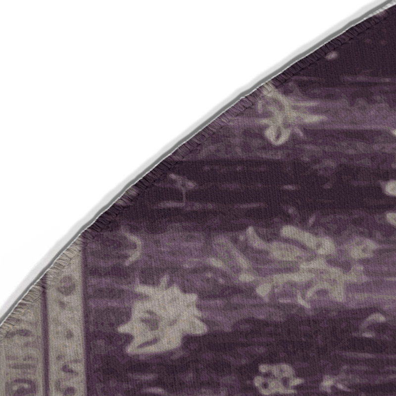 Overdyed Gray Indoor and Outdoor Area Rug, Round 5'