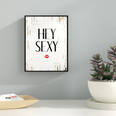 "Hey", art textuel sur toile en blanc