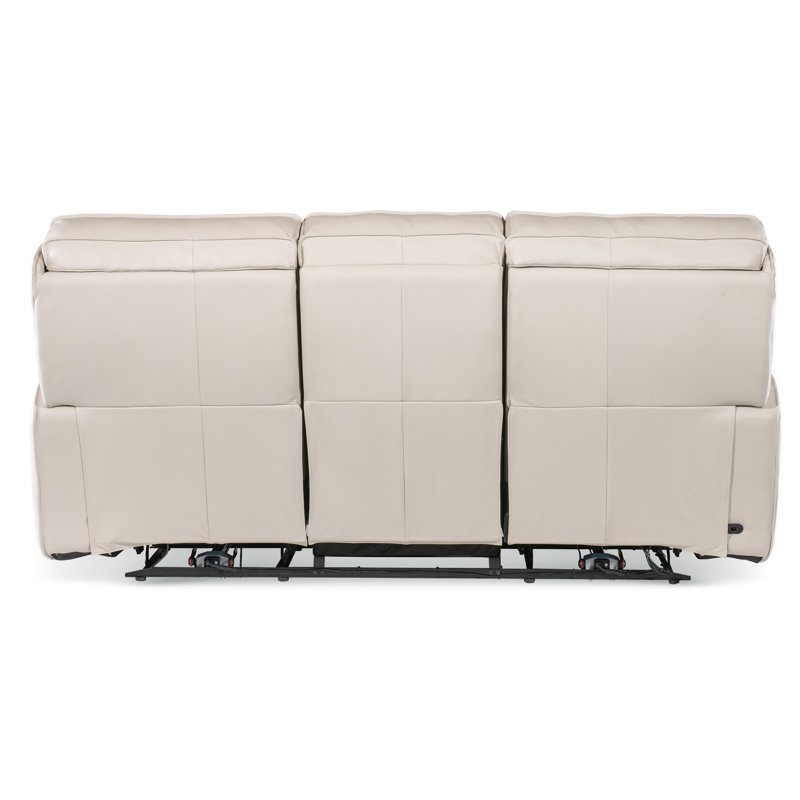 Gray Leather Zero Gravity Reclining Sofa with Track Arms