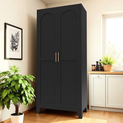 71'' 2 Shapely Doors Cabinet, Metal Storage Cabinet with Doors and Adjustable Shelves, for Bedroom, Living Room, Kitchen