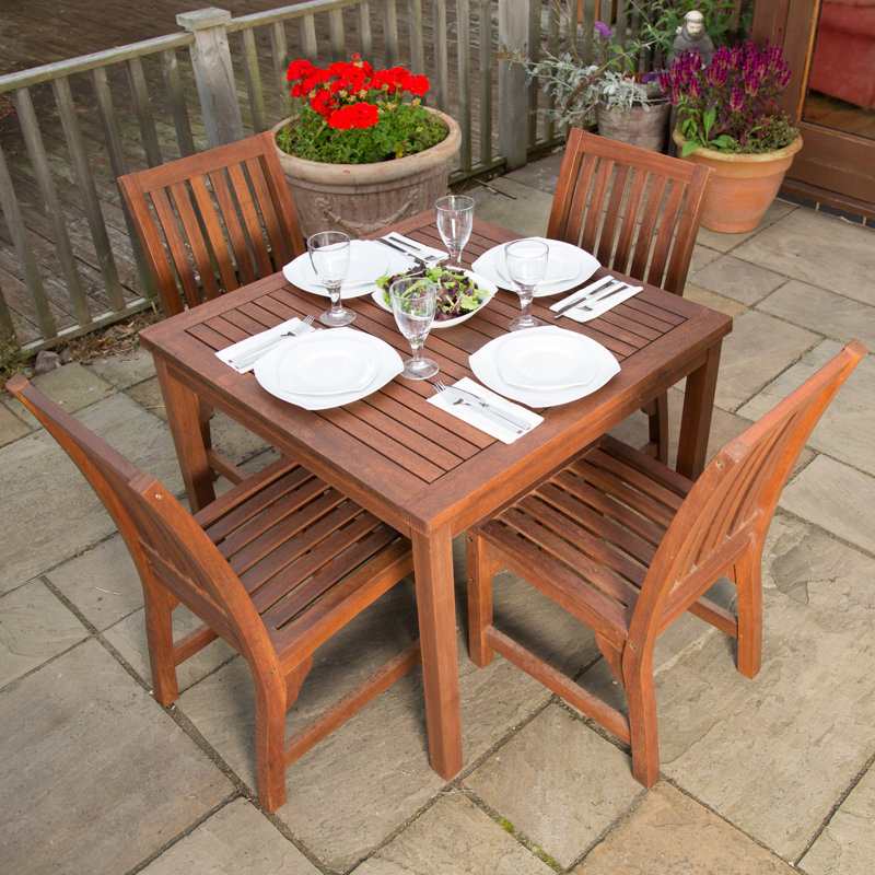 Evelynn 4 - Person Wood Patio Dining Set with Square Table