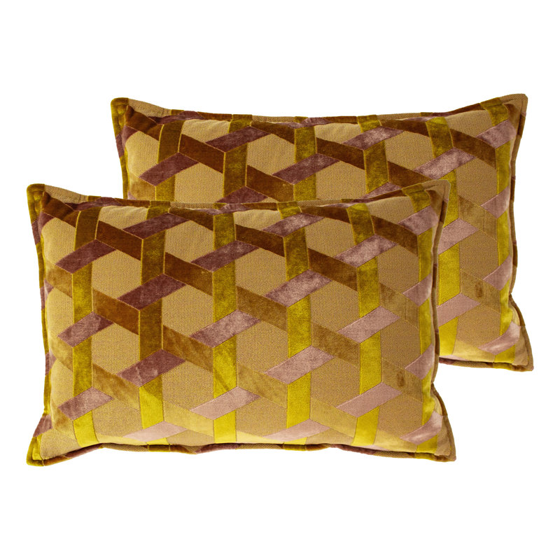 Geometric Rectangular Cushion, Ochre/Blush