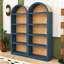Ensemble de bibliothèques arquées 2 pièces avec tablettes, bibliothèque autoportante avec dispositif anti-basculement pour le salon-348335521