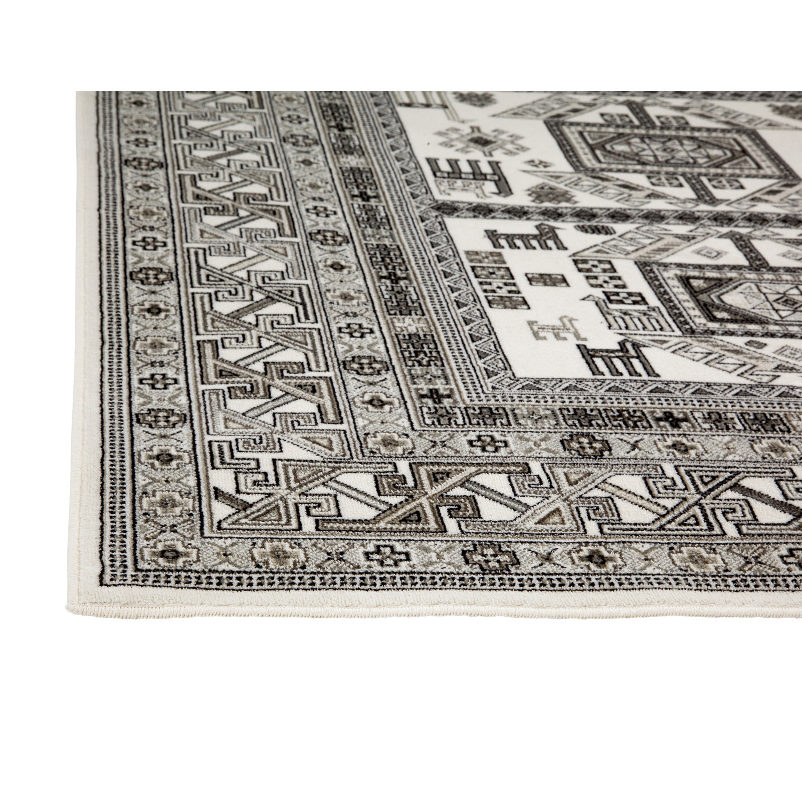 Ovid Ivory Charcoal Moroccan Rug, Rectangle 3' x 5'