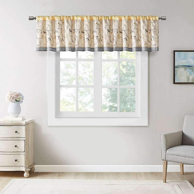 Embroidered Window Valance 50X18", Yellow