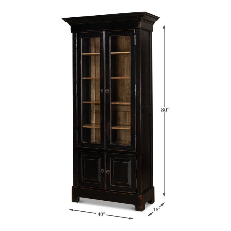 Ebony Black Adjustable Wood Traditional Bookcase