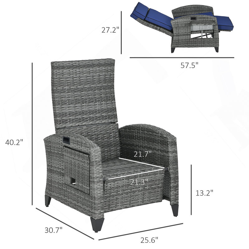 Méridienne inclinable, Fauteuil inclinable de patio, Bleu très foncé