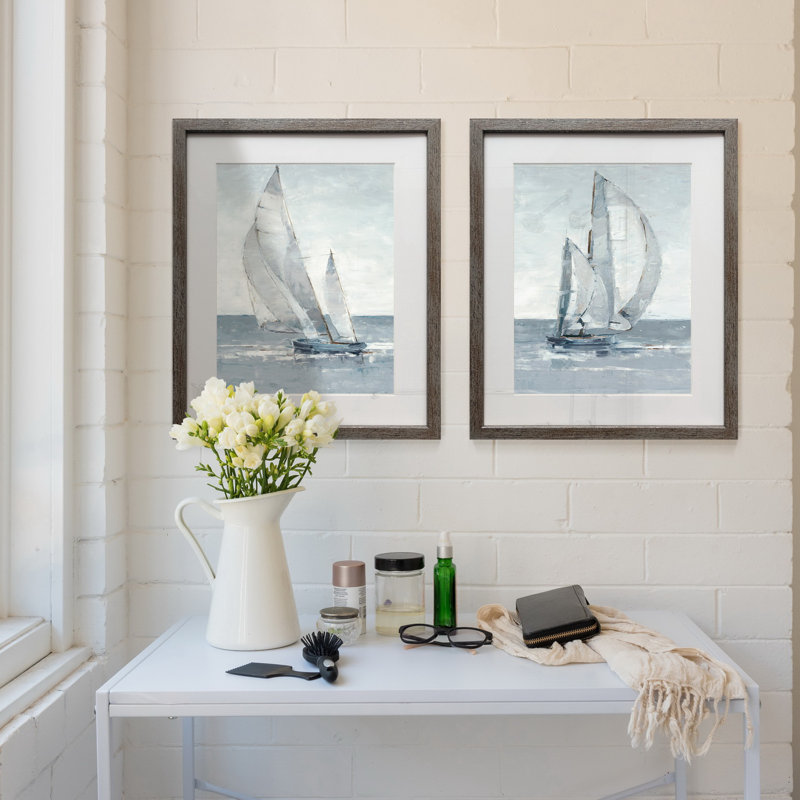«Gray Seas I», ensemble de 2 reproductions d'art sur papier encadrées