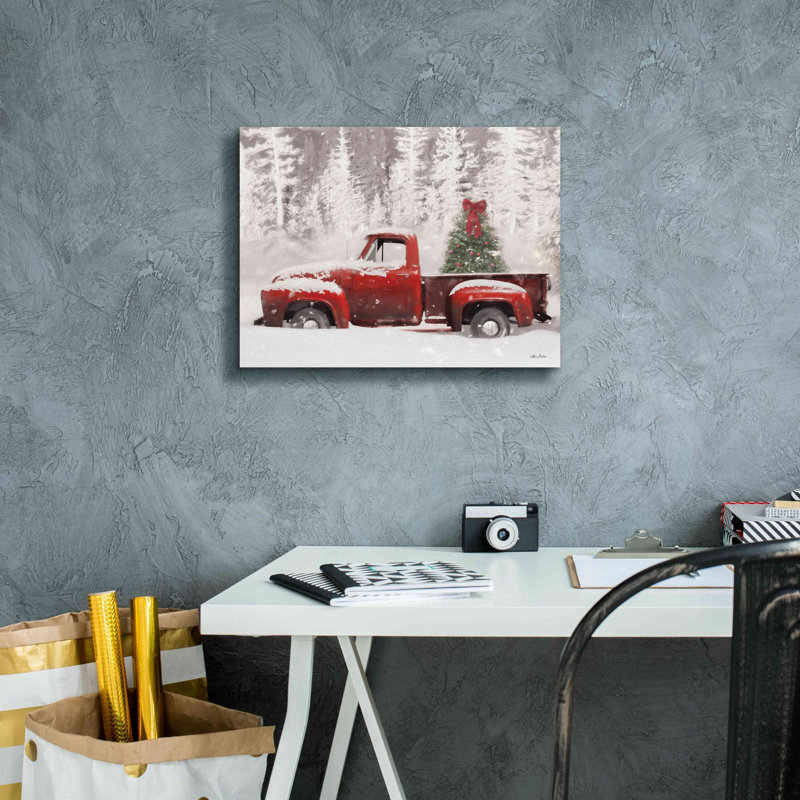 «Red Truck with Christmas Tree II» par Lori Deiter, impression sur toile tendue, H 12 po x l 16 po x P 0,75 po