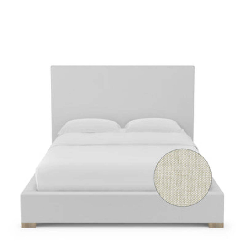 Sloan Upholstered Bed, California King, Pebble Weave Linen Haze, Natural