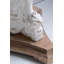 Table d'appoint ronde blanche antique D26 x 31 po