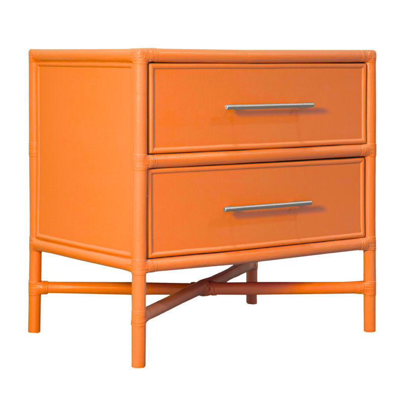 Table de chevet 2 tiroirs Venice Collection, Orange citron