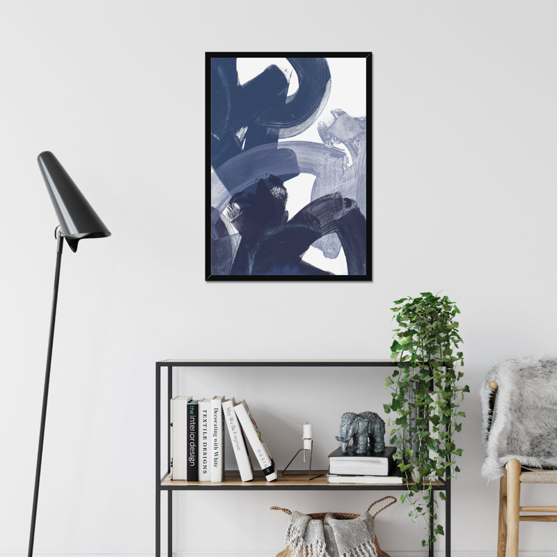 Blue On Blue I by June Erica Vess - Painting, 34cm H x 24cm W, Black Framed Paper Print