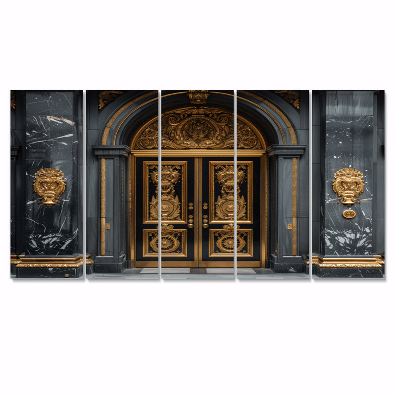 «Gold Banks Gilded Doors II», ensemble d'art mural sur toile Banks, H 32 po x l 80 po